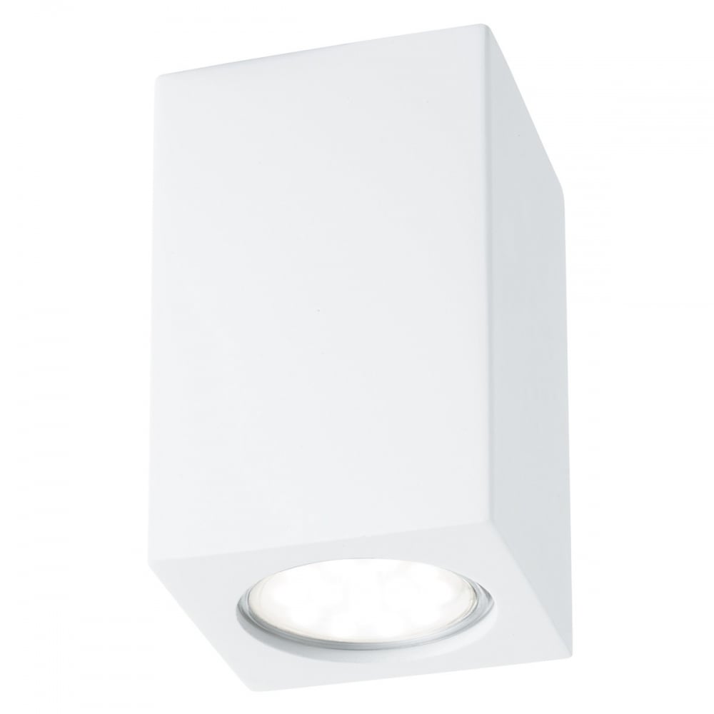 Gypsum Rectangular Ceiling Light In White Plaster Finish 9262