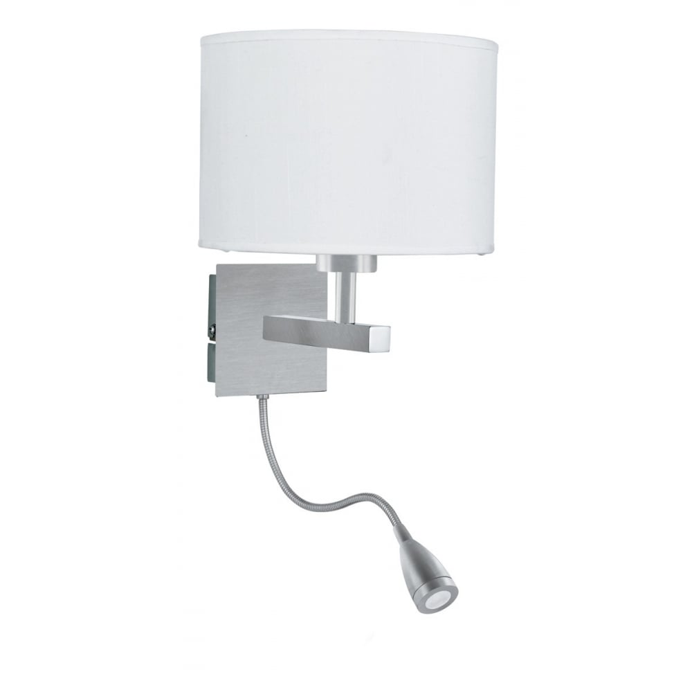 Stylish Wall Fitting In Satin Silver Finish With Flexible Reading Light 3550SS