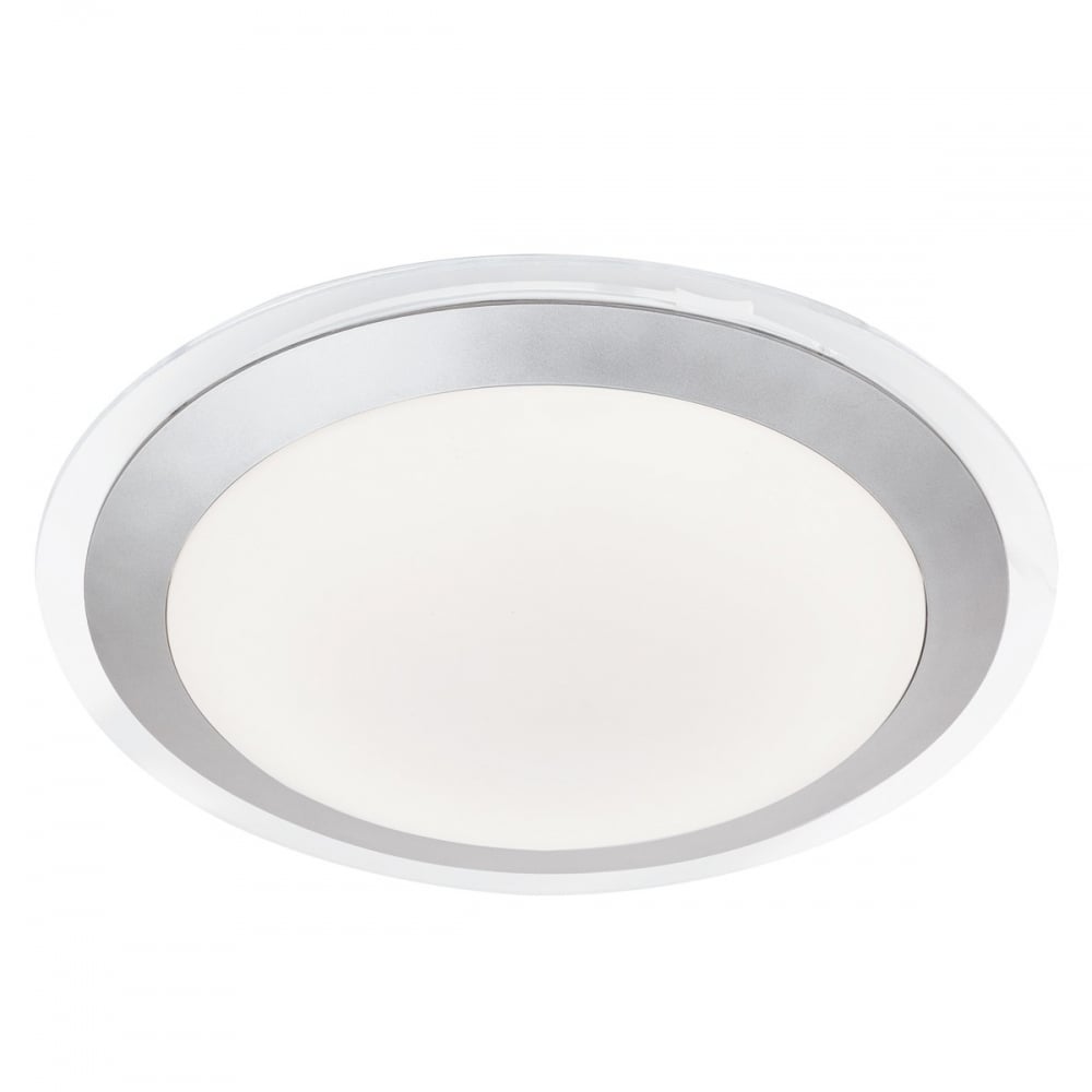 Bathroom LED Flush Ceiling Light In Silver Finish With White Acrylic 7684-33SI