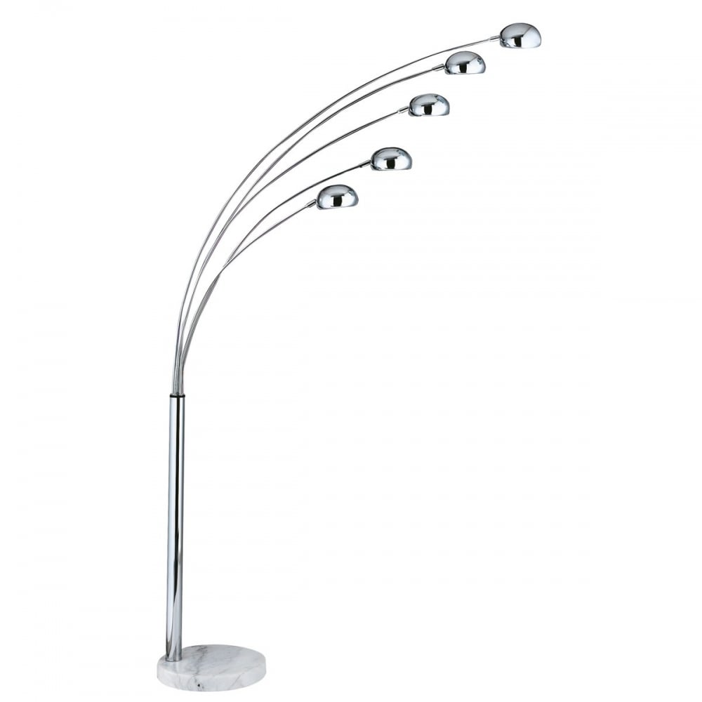Giraffe 5 Light Floor Lamp In Chrome Finish With White Marble Base 3085-5CC