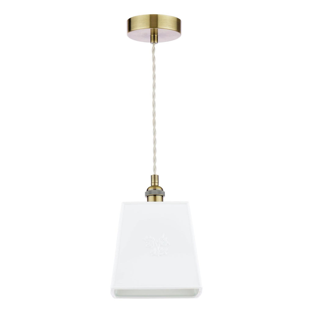 Laura Ashley Porcelain Pendant Cream and Antique Brass LA3756731-Q