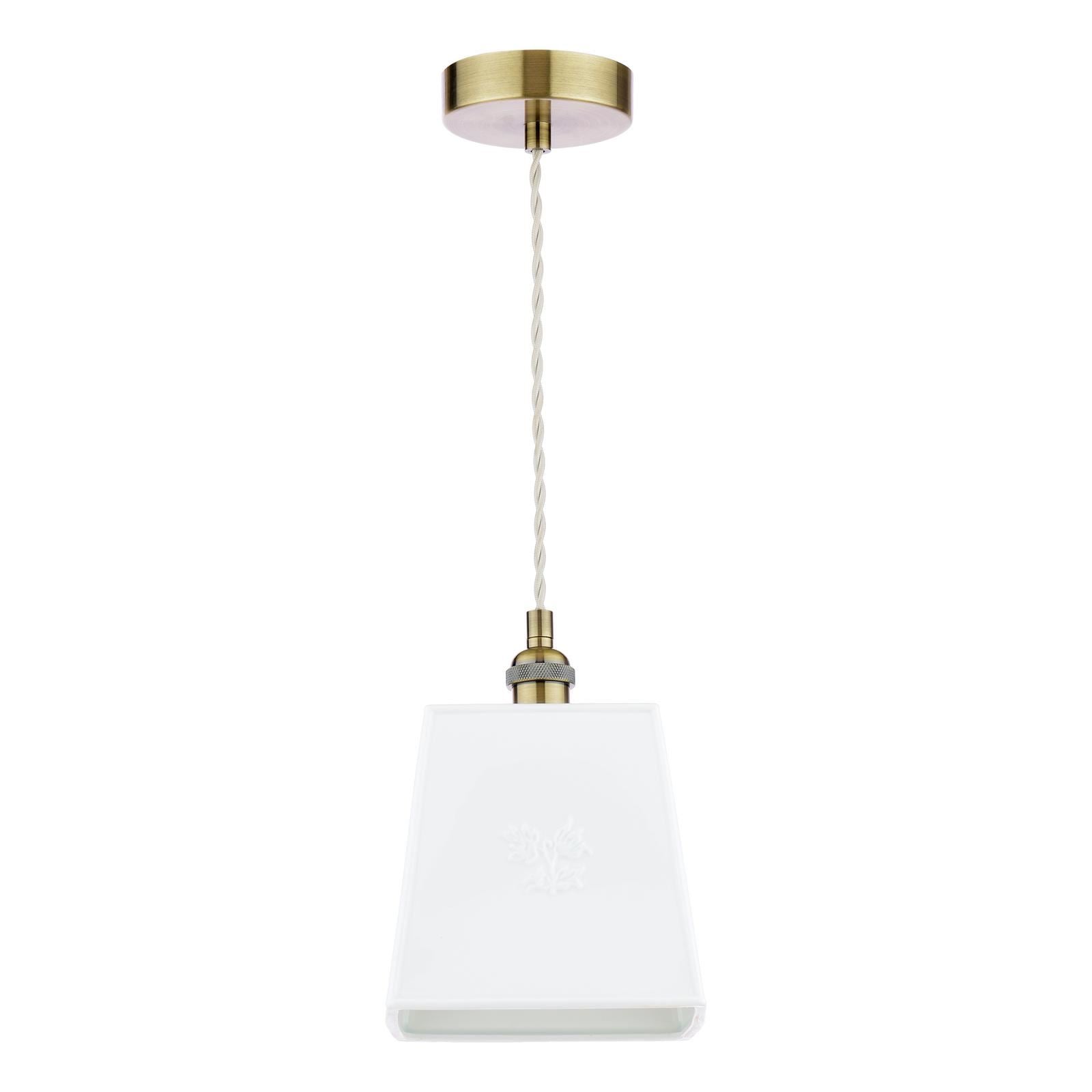 Laura Ashley Porcelain Pendant Cream and Antique Brass LA3756731-Q