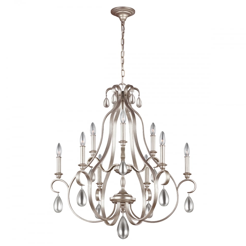 Dewitt 9 Light Chandelier In Sunrise Silver Finish FE/DEWITT9