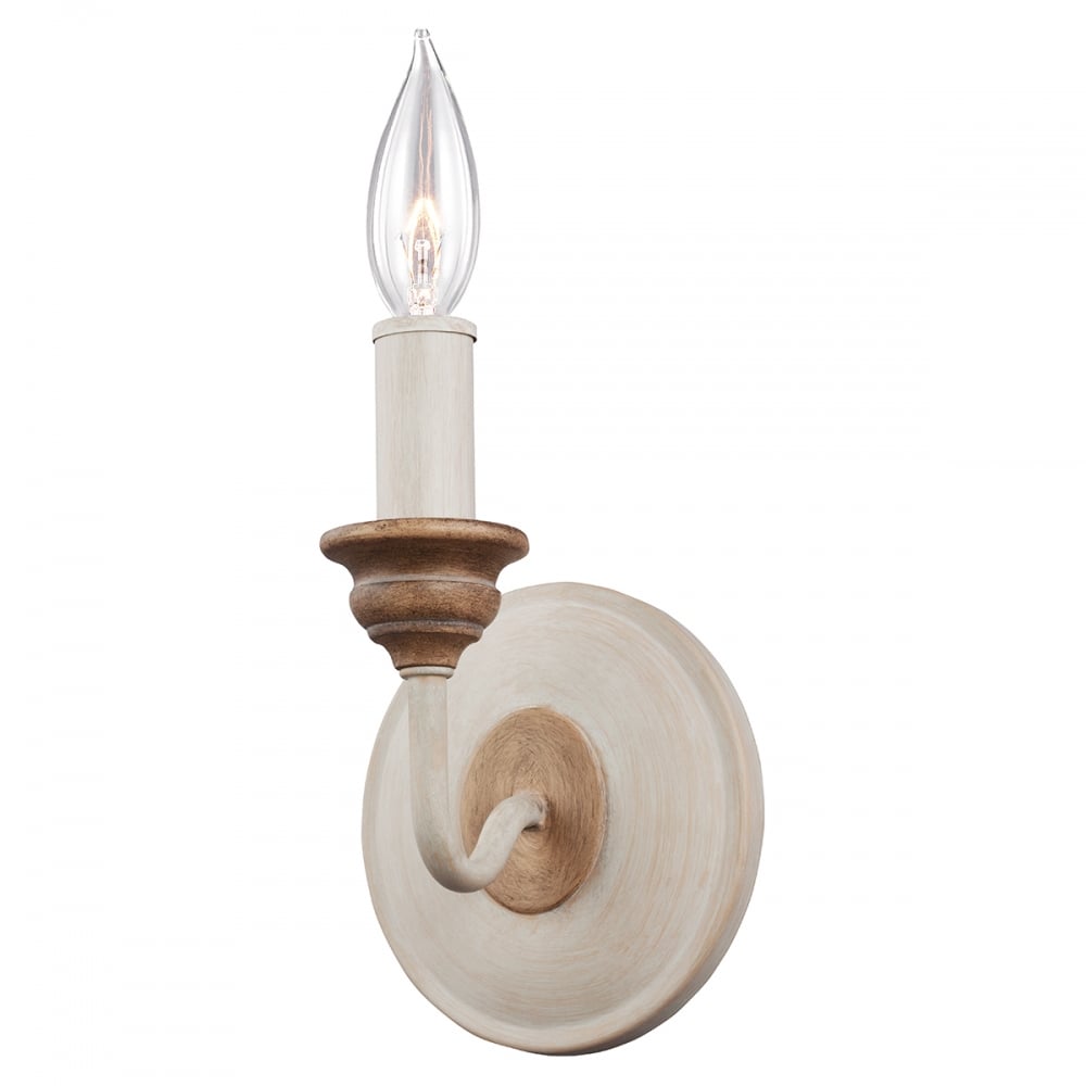 Hartsville Wall Light In Chalk Washed Finish With Beachwood Detail FE/HARTSVILLE1