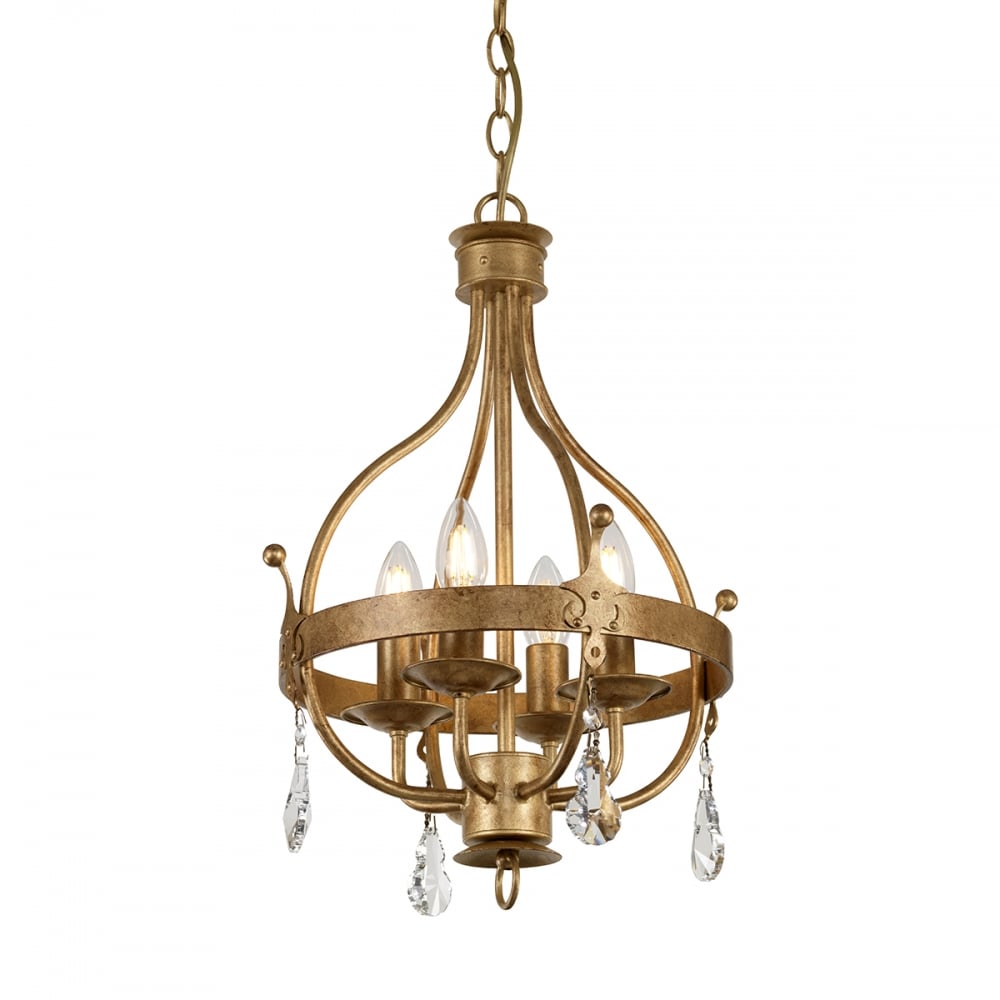 Windsor Stylish 4 Light Ceiling Pendant In Gold Patina Finish WINDSOR4