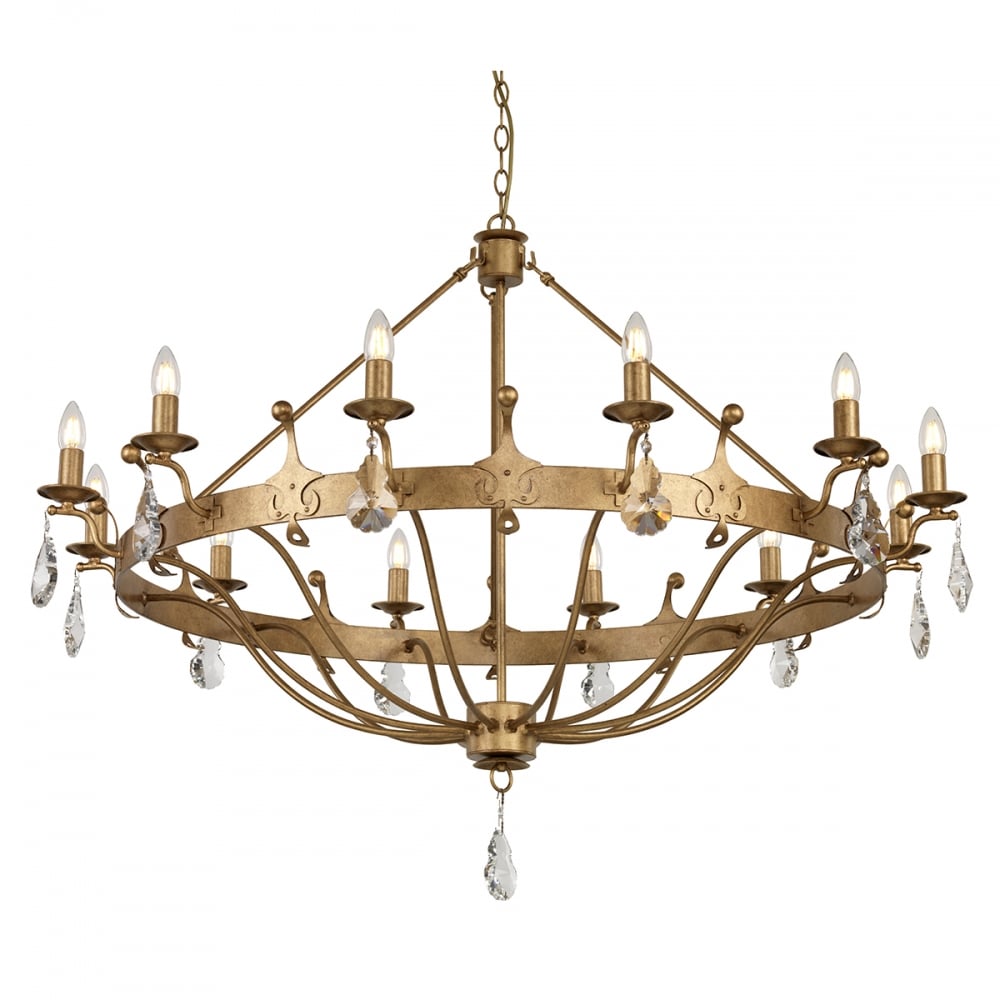 Windsor Stylish 12 Light Ceiling Chandelier In Gold Patina Finish WINDSOR12