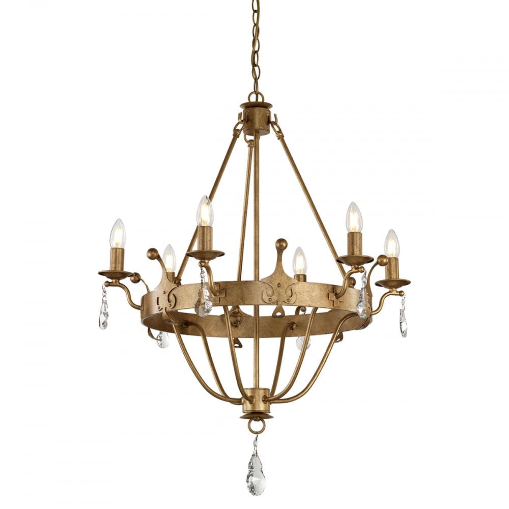 Windsor Stylish 6 Light Ceiling Chandelier In Gold Patina Finish WINDSOR6