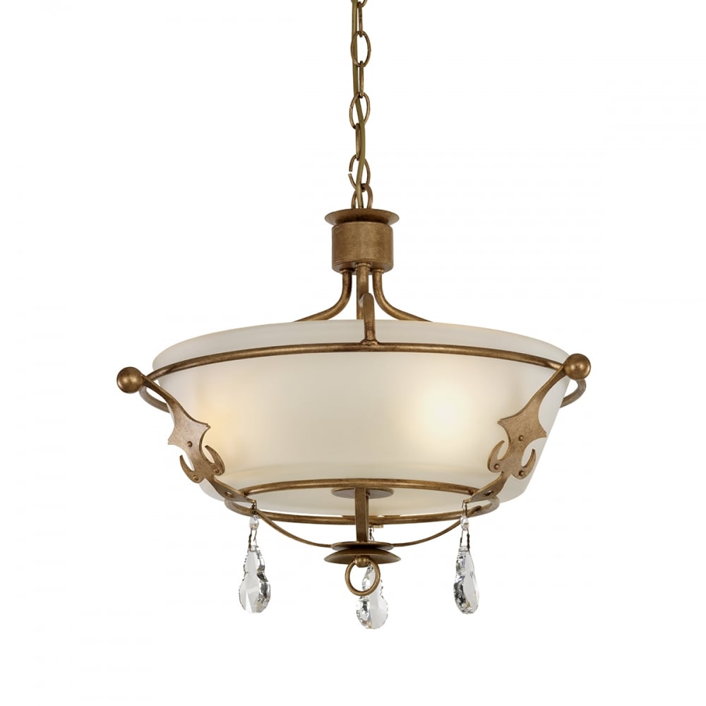 Windsor Stylish 3 Light Semi Flush Ceiling Chandelier In Gold Patina Finish WINDSOR/SF