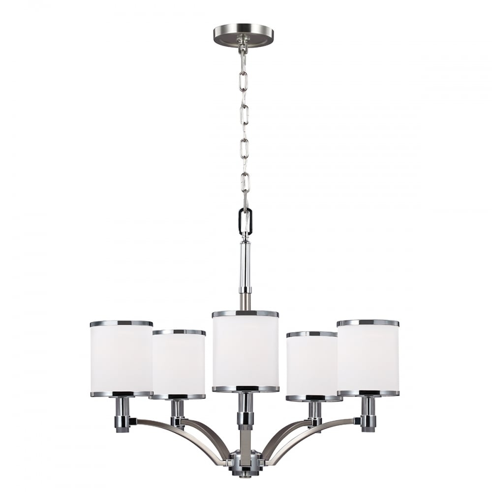 Prospect Park 5 Light Chandelier In Satin Nickel And Chrome Finish FE/PROSPECTPK5