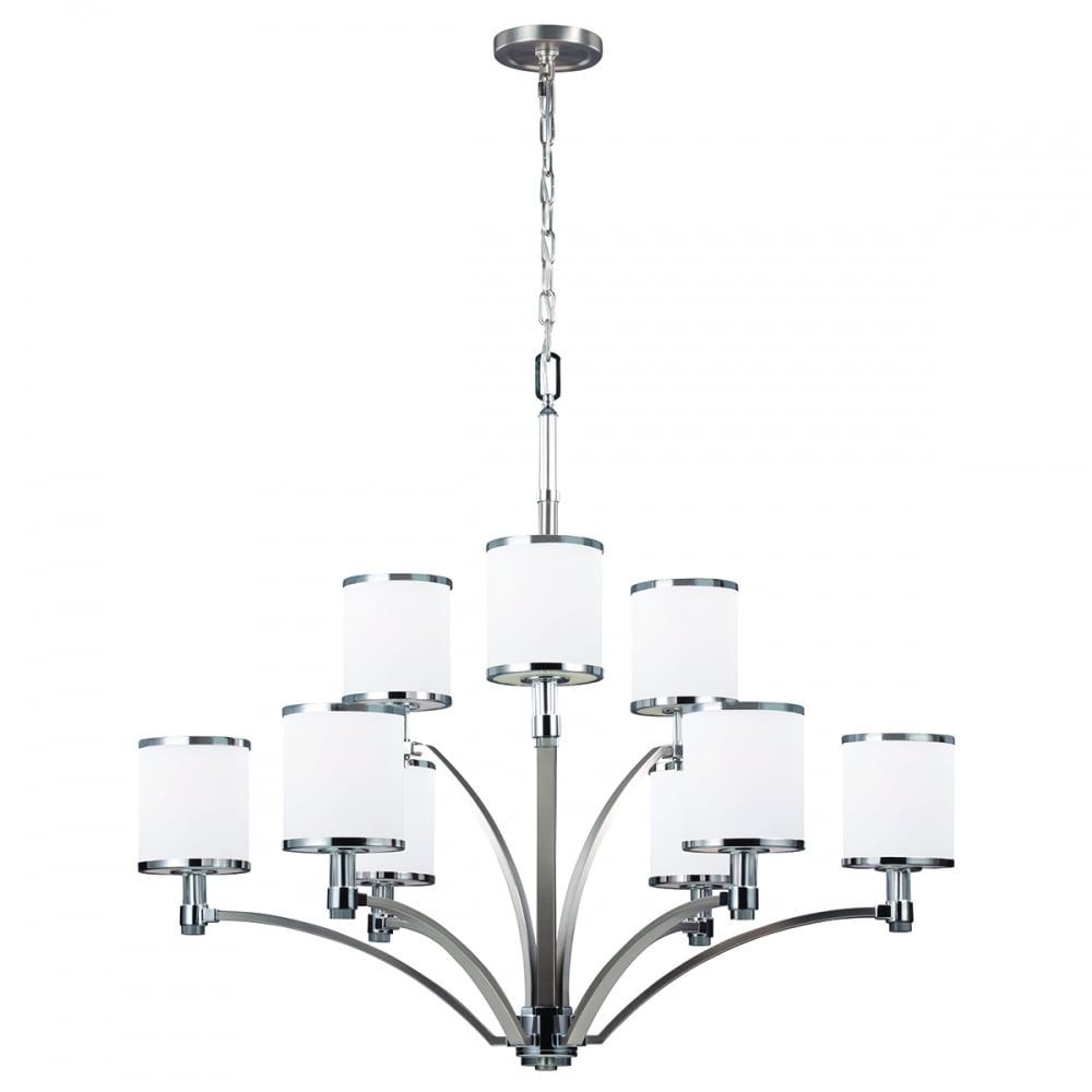 Prospect Park 9 Light Chandelier In Satin Nickel And Chrome Finish FE/PROSPECTPK9