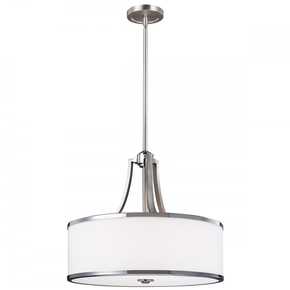 Prospect Park 4 Light Ceiling Pendant In Satin Nickel And Chrome Finish FE/PROSPECTPK/4P