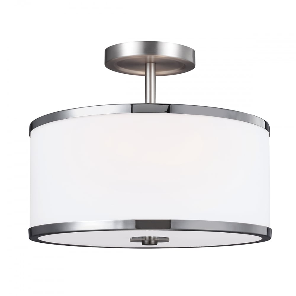Prospect Park Semi Flush Ceiling Light In Satin Nickel And Chrome Finish FE/PROSPECTPK/SF