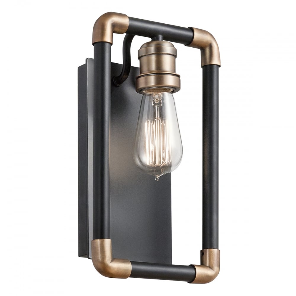 Imahn Industrial Wall Light In Black And Natural Brass KL/IMAHN1