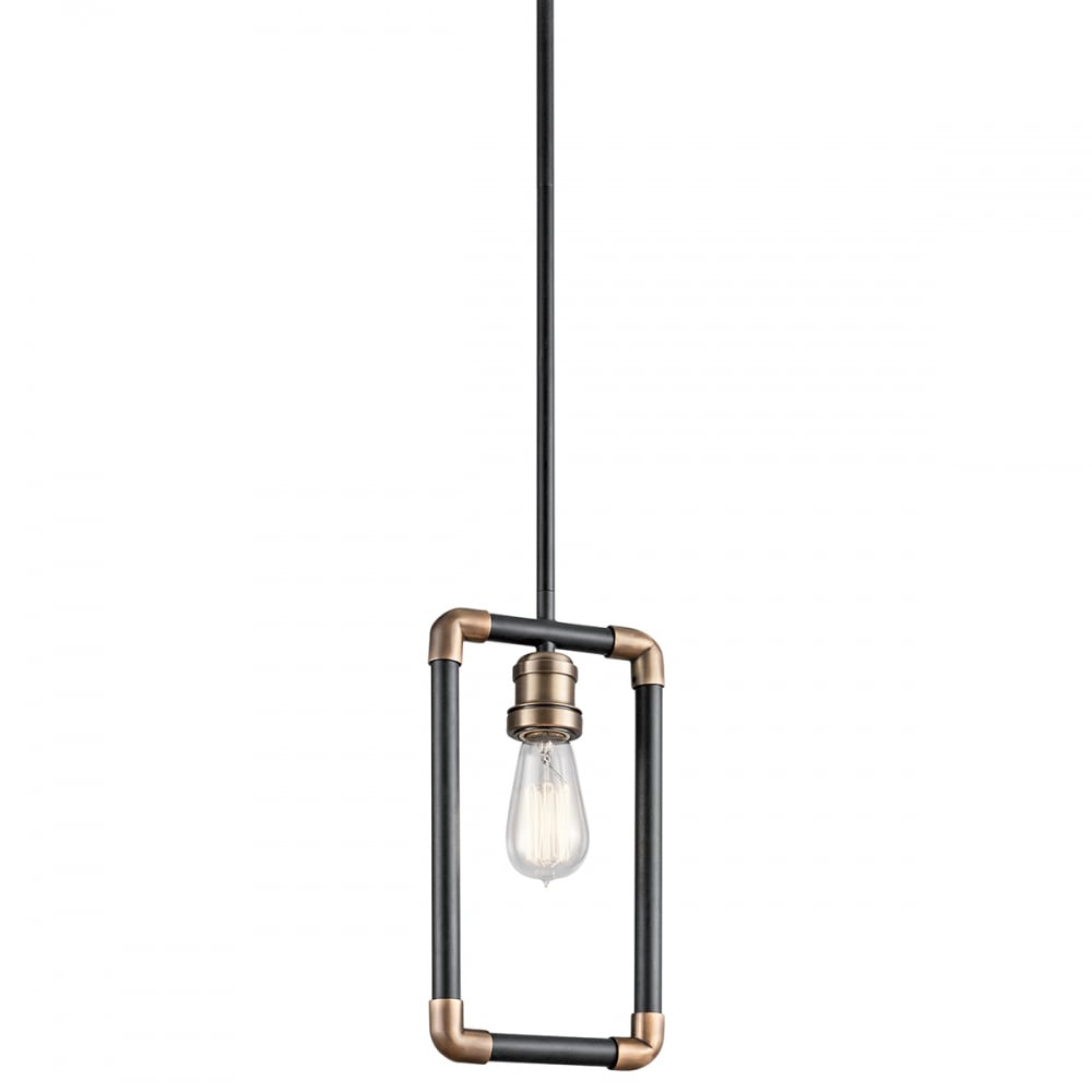 Imahn Industrial Mini Ceiling Pendant Light In Black And Natural Brass KL/IMAHN/MP