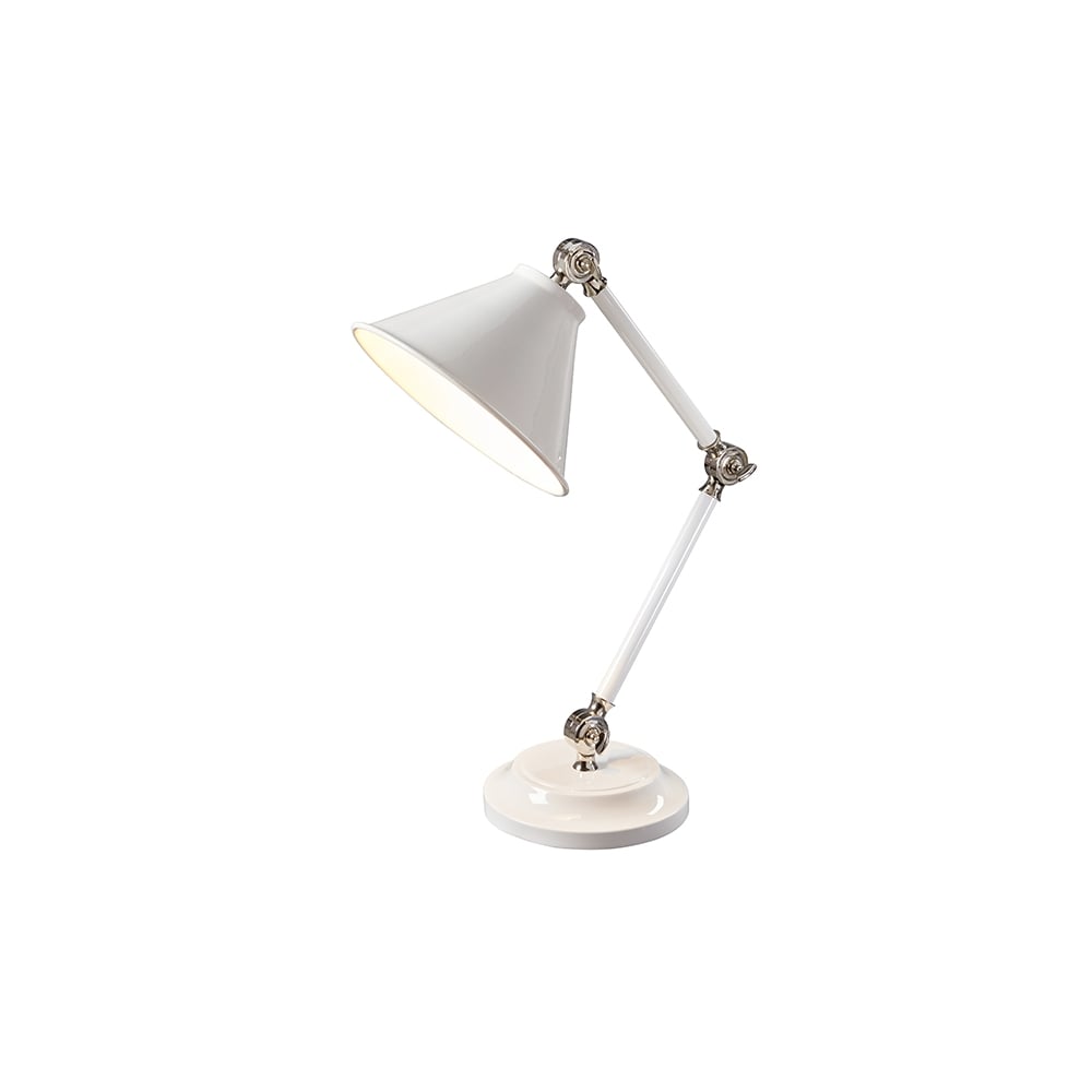 Provence Element Task Table Lamp In White And Polished Nickel Finish PV ELEMENT WPN