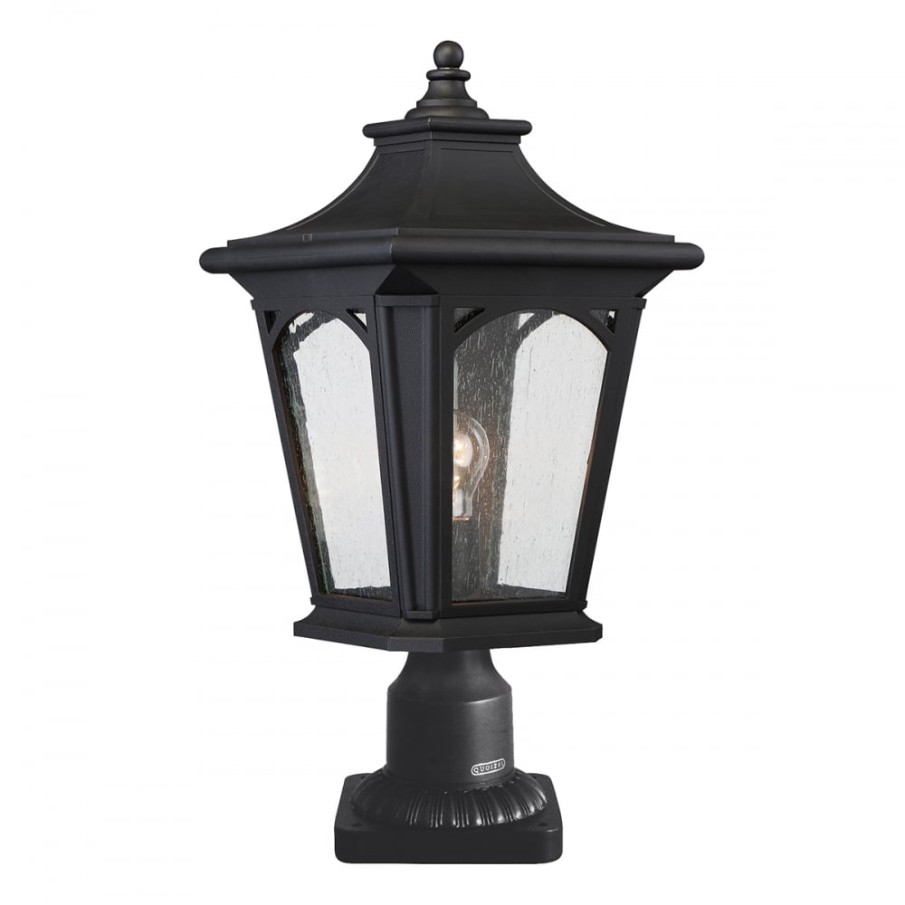 Bedford Outdoor Medium Pedestal Lantern In Mystic Black Finish IP44 QZ/BEDFORD3/M