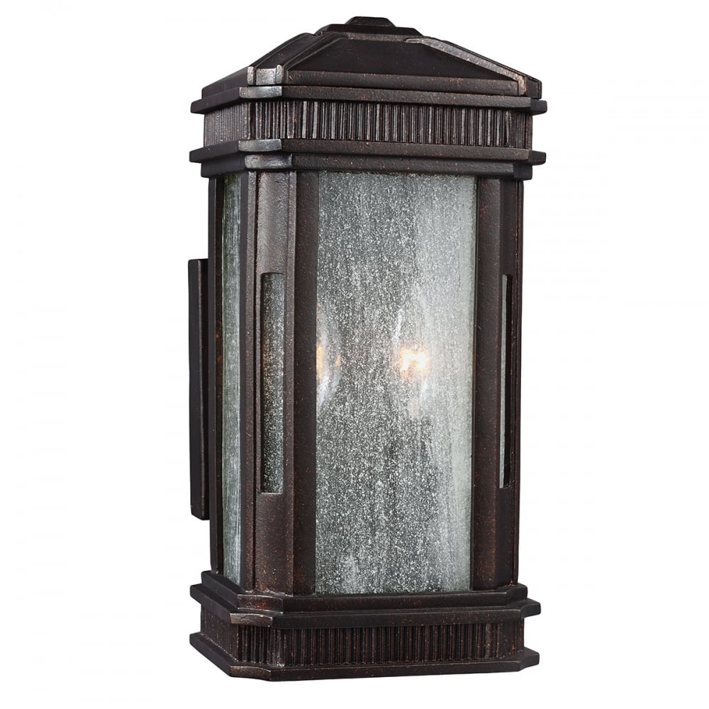 Pediment Outdoor Medium Wall Lantern In Dark Aged Copper Finish FE/PEDIMENT/M