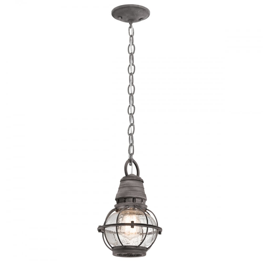 Bridge Point Small Outdoor Ceiling Lantern In Weathered Zinc Finish IP44 KL/BRIDGEPOINT8S