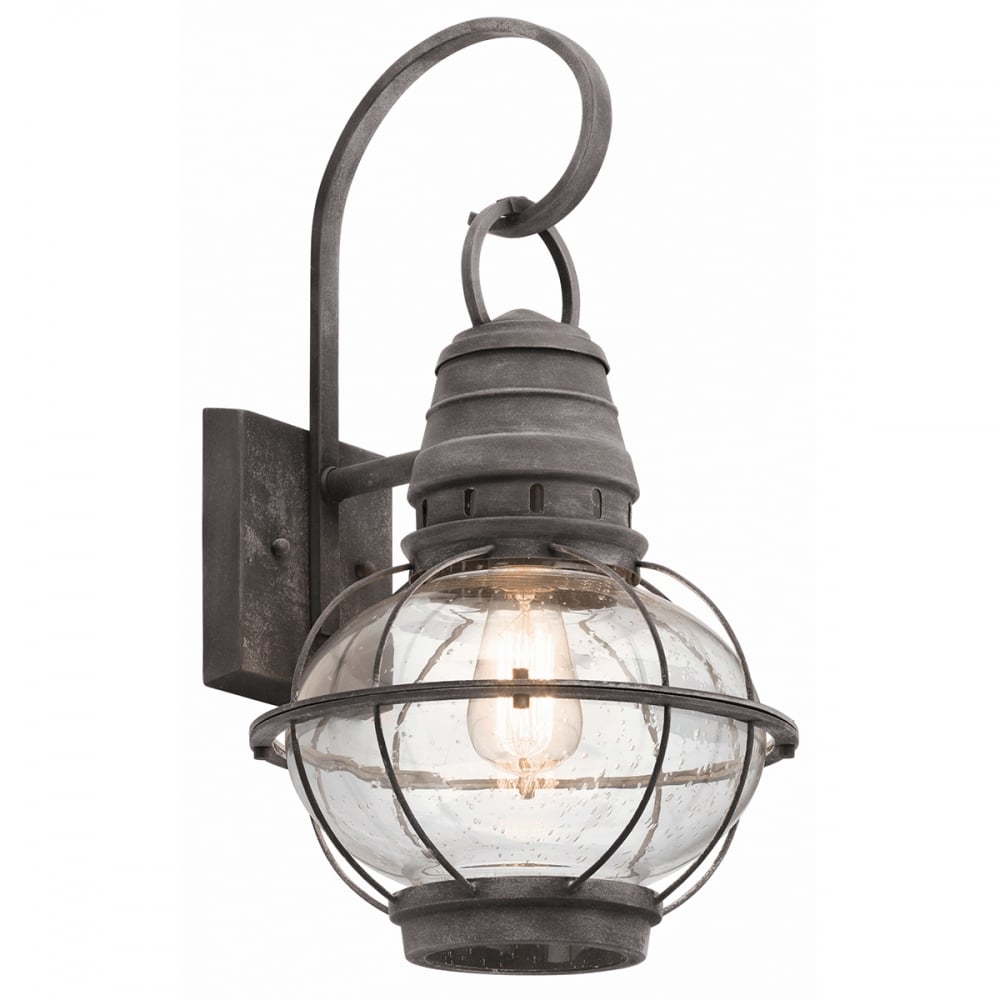 Bridge Point Large Outdoor Wall Lantern In Weathered Zinc Finish IP44 KL/BRIDGEPOINT/L