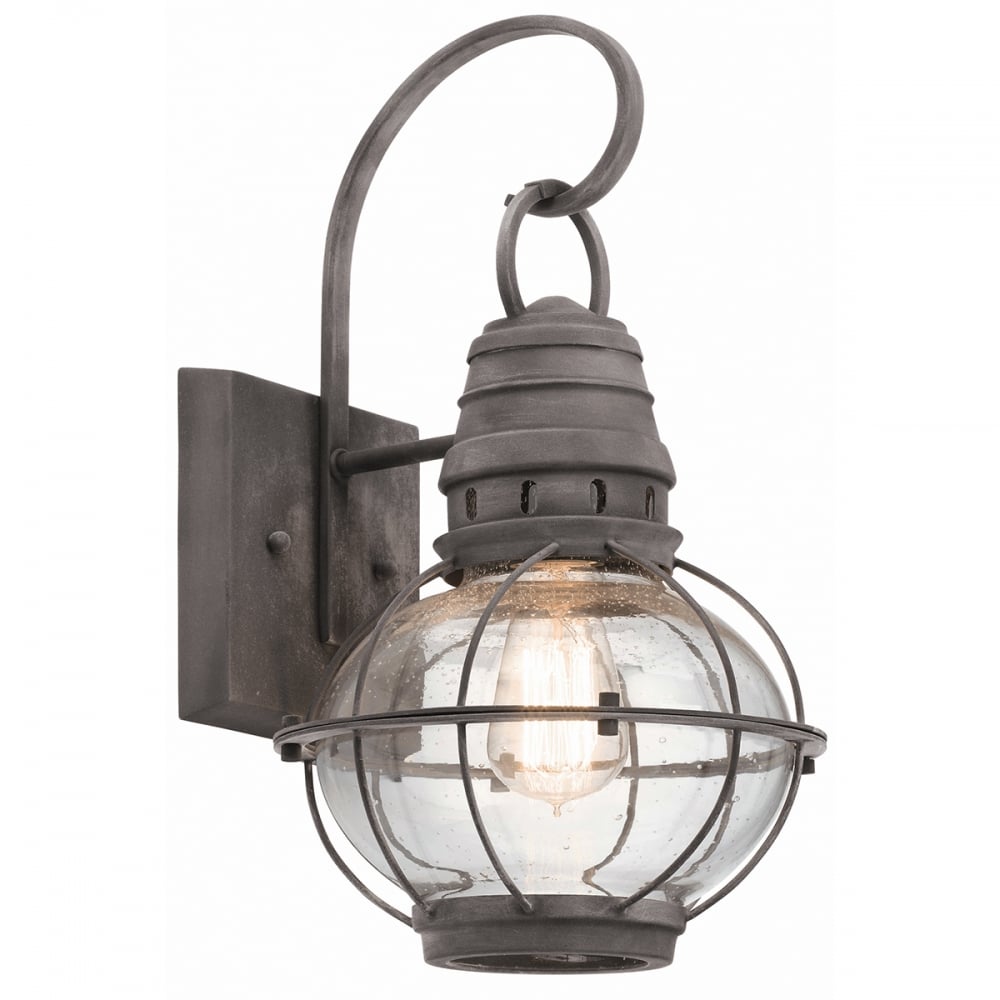 Bridge Point Medium Outdoor Wall Lantern In Weathered Zinc Finish IP44 KL/BRIDGEPOINT/M