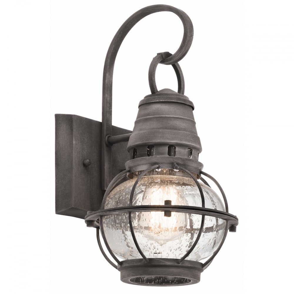 Bridge Point Small Outdoor Wall Lantern In Weathered Zinc Finish IP44 KL/BRIDGEPOINT/S