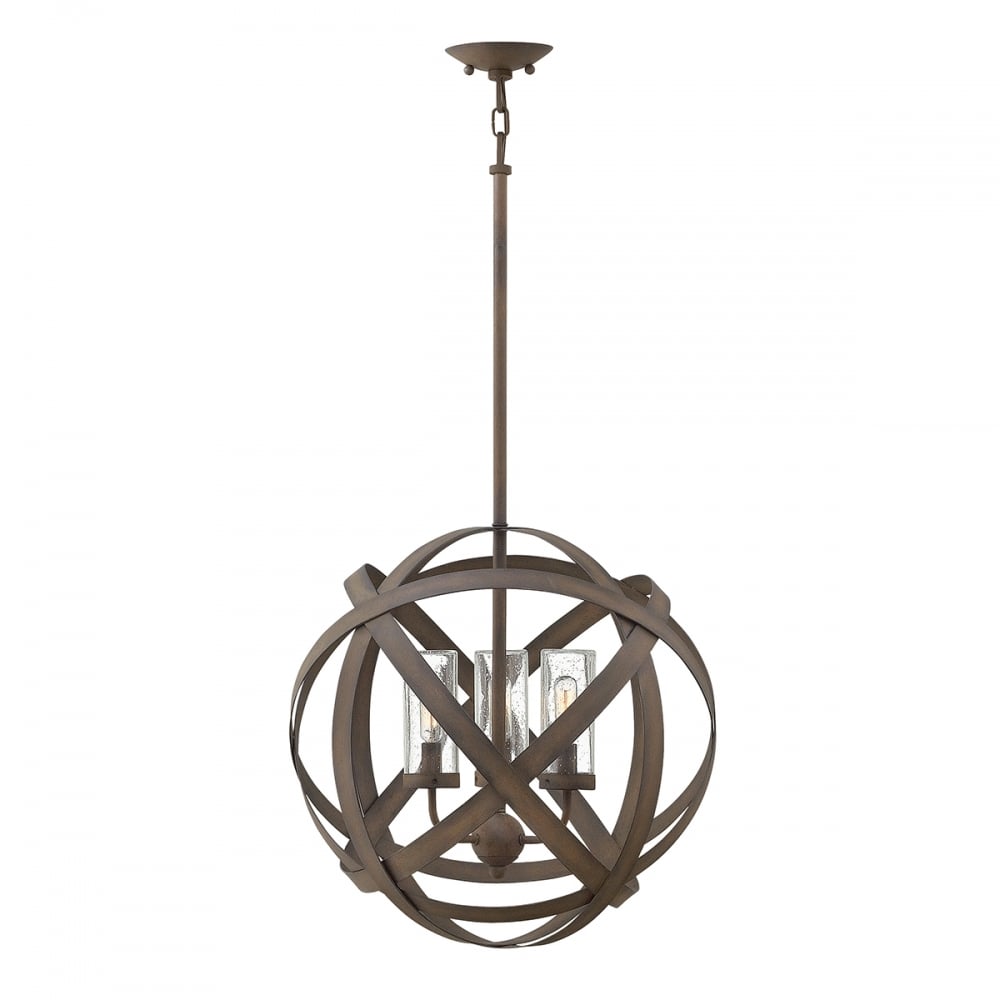 Carson Outdoor Ceiling Chandelier In Vintage Iron Finish HK/CARSON/3P