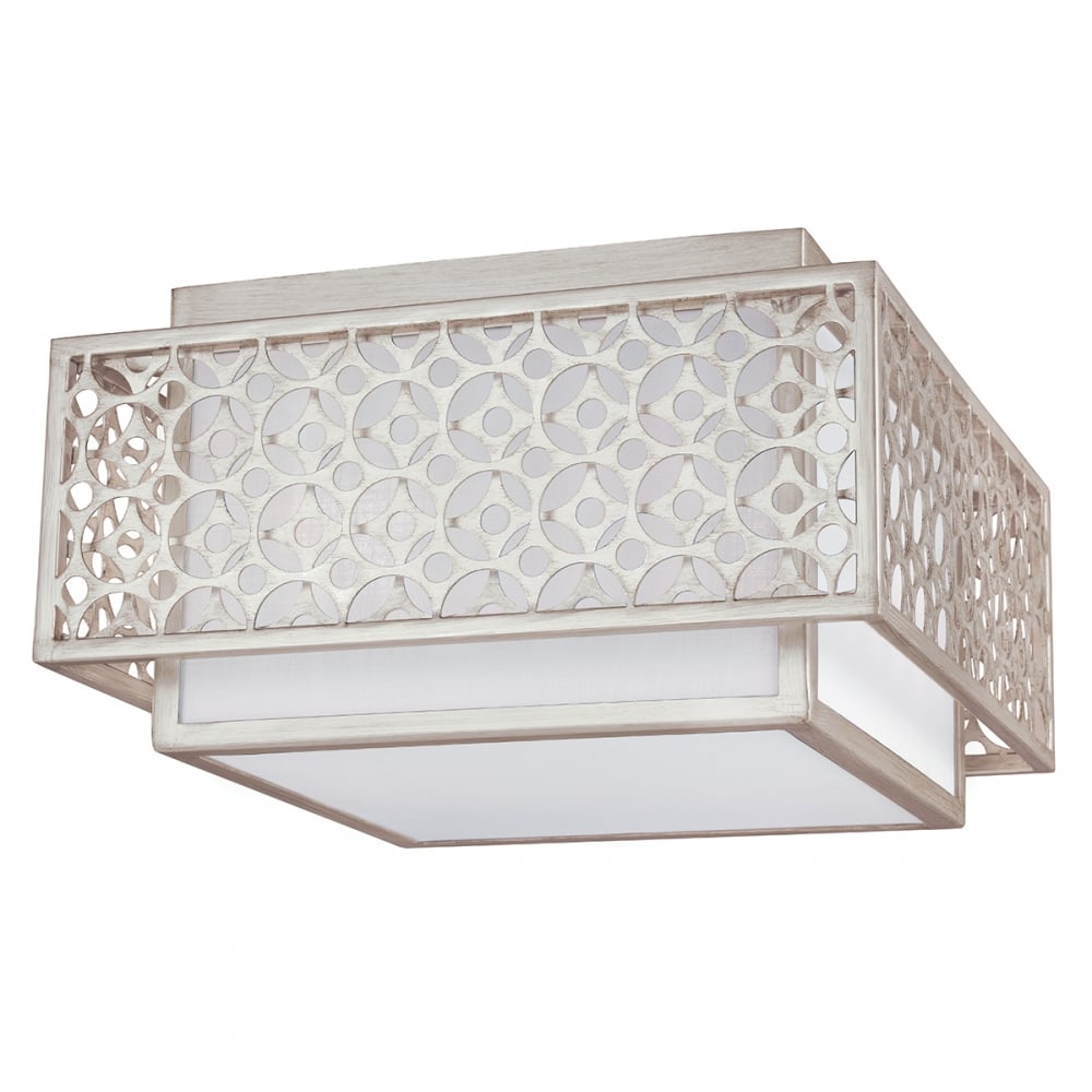 Kenney Unique Flush Ceiling Light In Sunrise Silver Finish FE/KENNEY/F