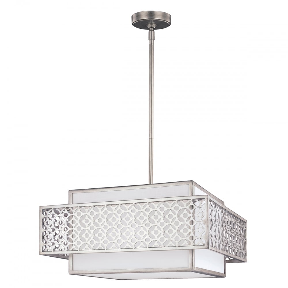 Kenney Unique Large Ceiling Pendant Light In Sunrise Silver Finish FE/KENNEY/3P