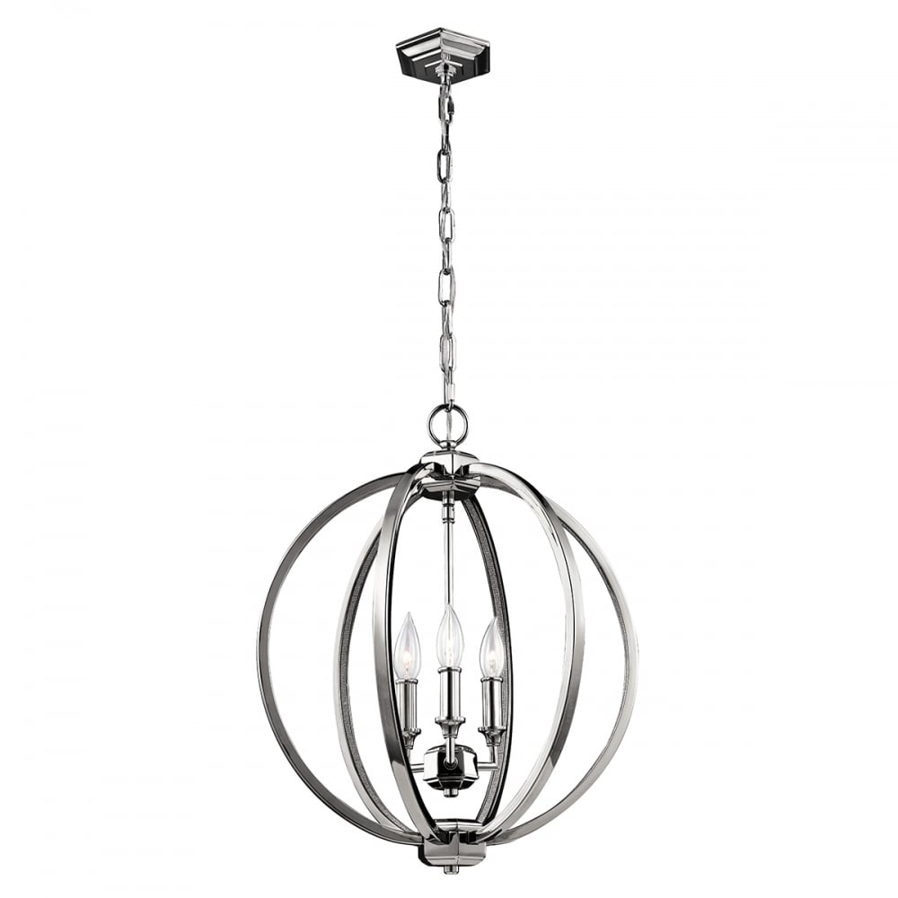 Corinne Orb Silhouette Medium Ceiling Pendant In Polished Nickel Finish FE/CORINNE/3P/M