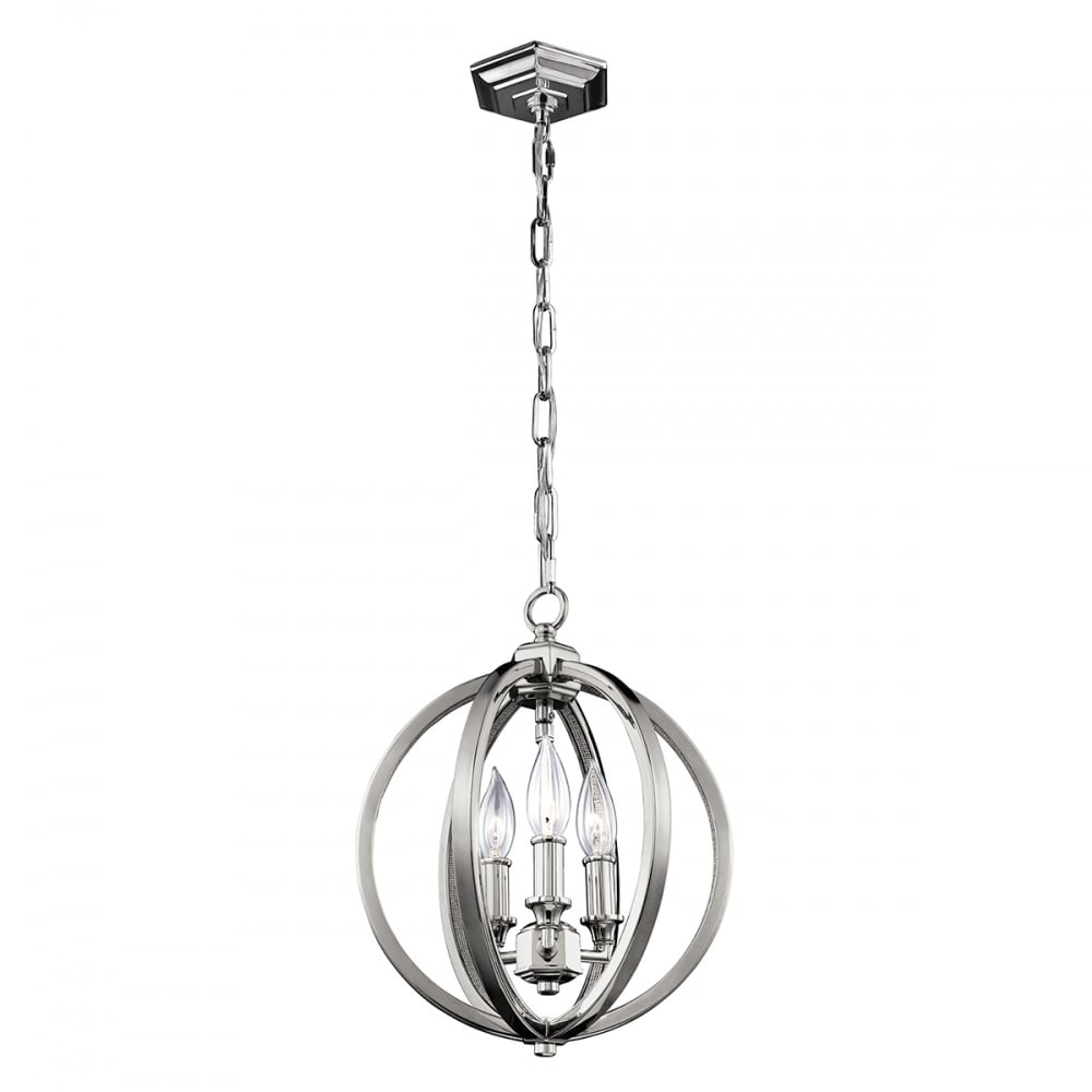 Corinne Orb Silhouette Small Ceiling Pendant In Polished Nickel Finish FE/CORINNE/3P/S