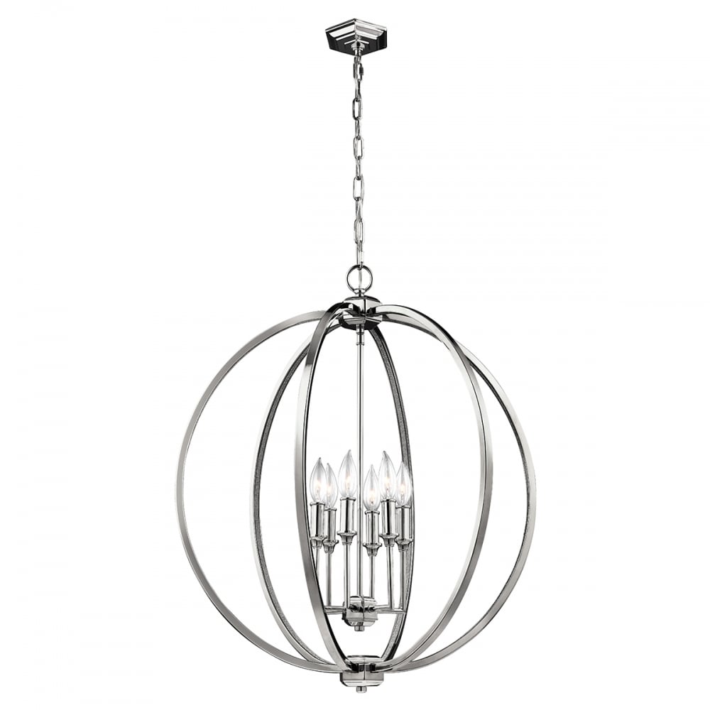 Corinne Orb Silhouette Large Ceiling Pendant In Polished Nickel Finish FE/CORINNE/6P/L
