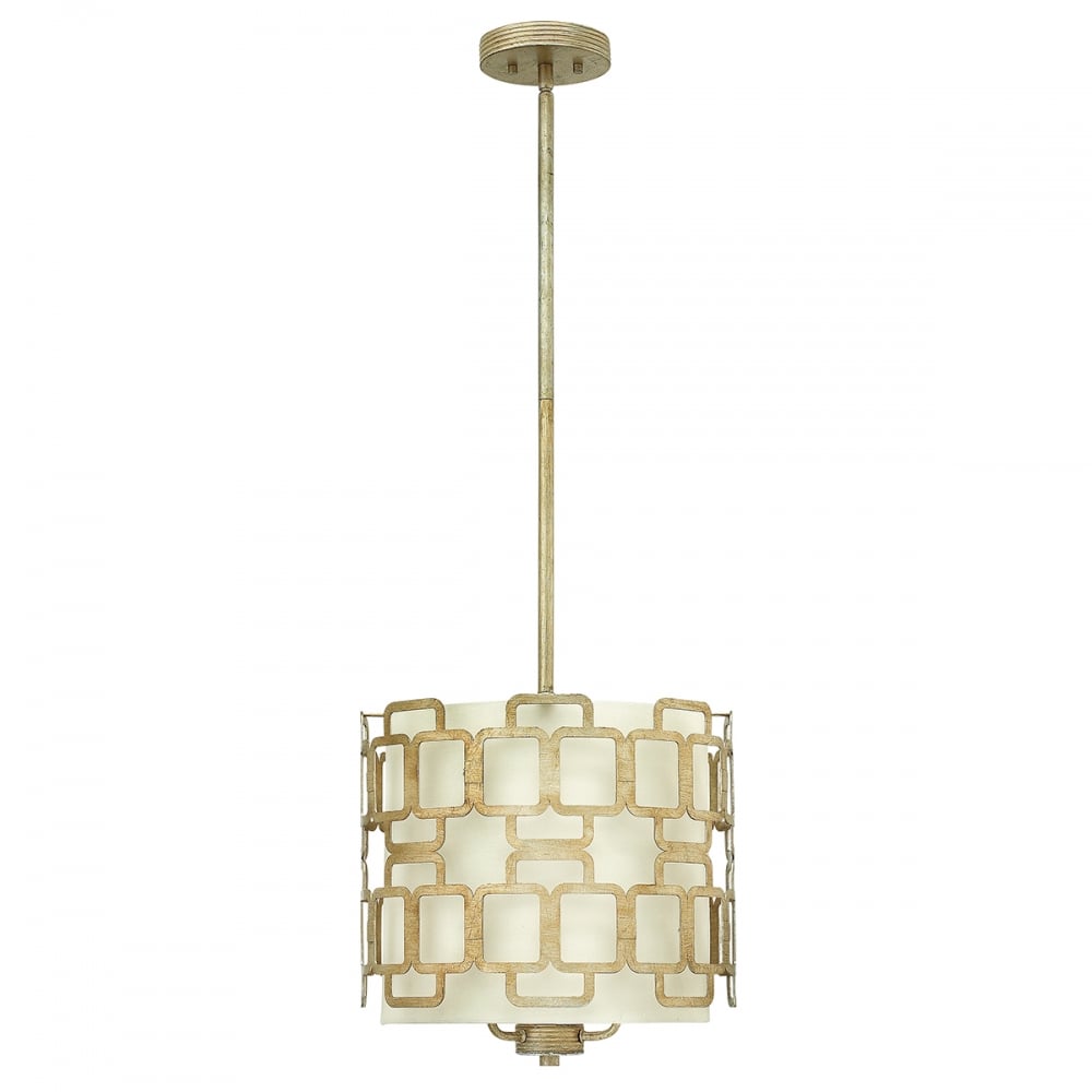 Sabina Stylish 3 Light Ceiling Pendant Fitting In Silver Leaf Finish HK/SABINA/3P