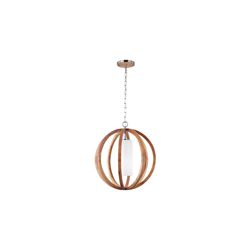 Allier Small Light Wooden Orb Ceiling Pendant Light FE/ALLIER/P/S LW
