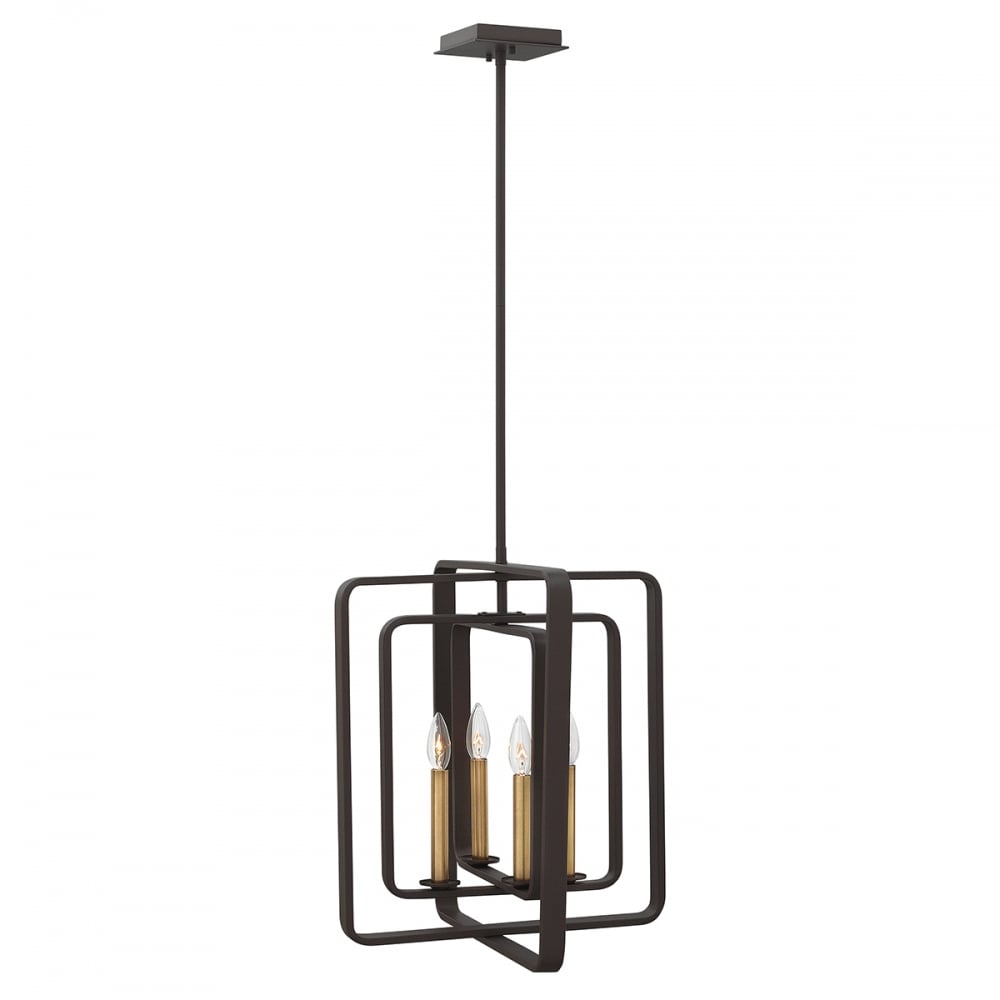 Quentin 4 Light Square Chandelier In Buckeye Bronze Finish HK/QUENTIN/4P/B