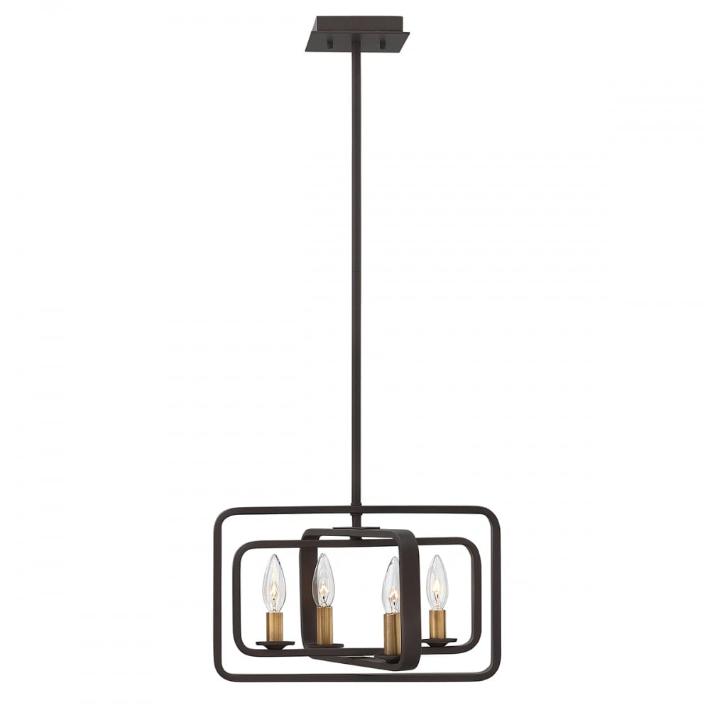 Quentin 4 Light Duo Mount Chandelier In Buckeye Bronze Finish HK/QUENTIN/4P/A