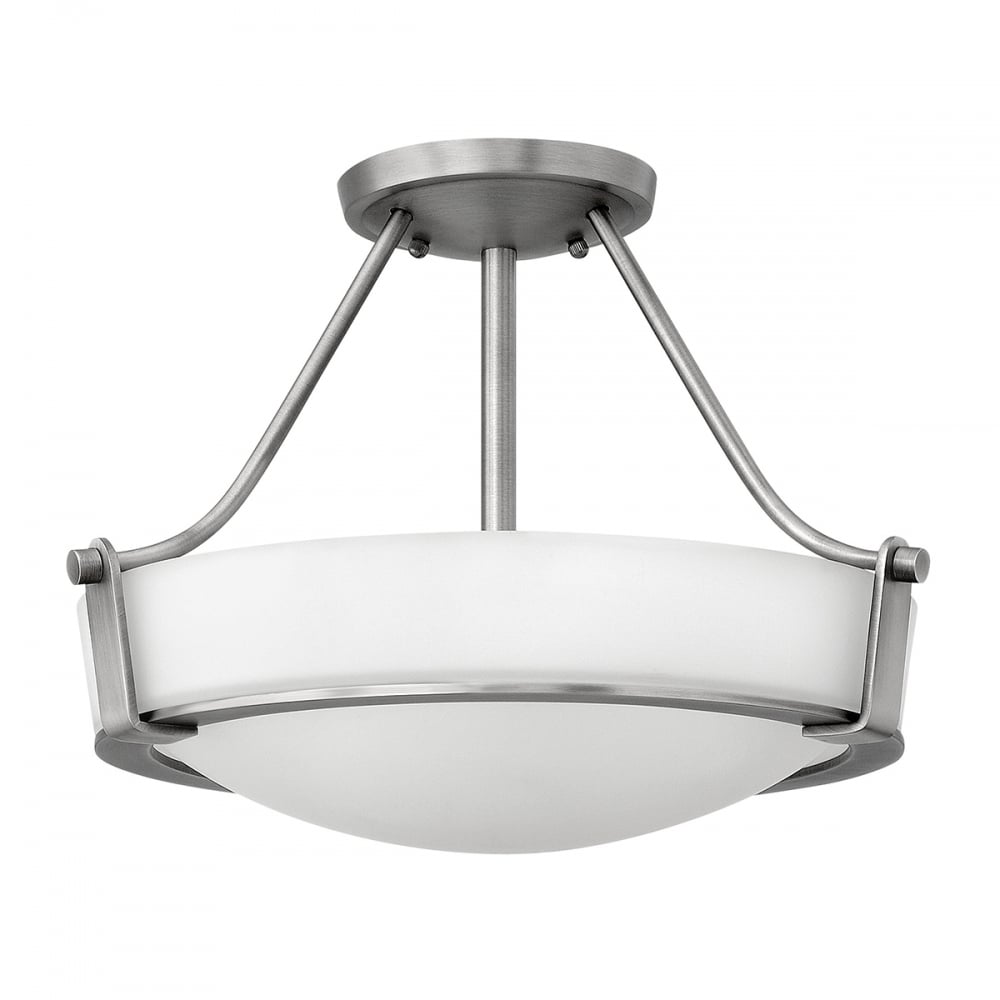 Hathaway Small Semi Flush Ceiling Light In Antique Nickel HK/HATHAWAY/SFS N