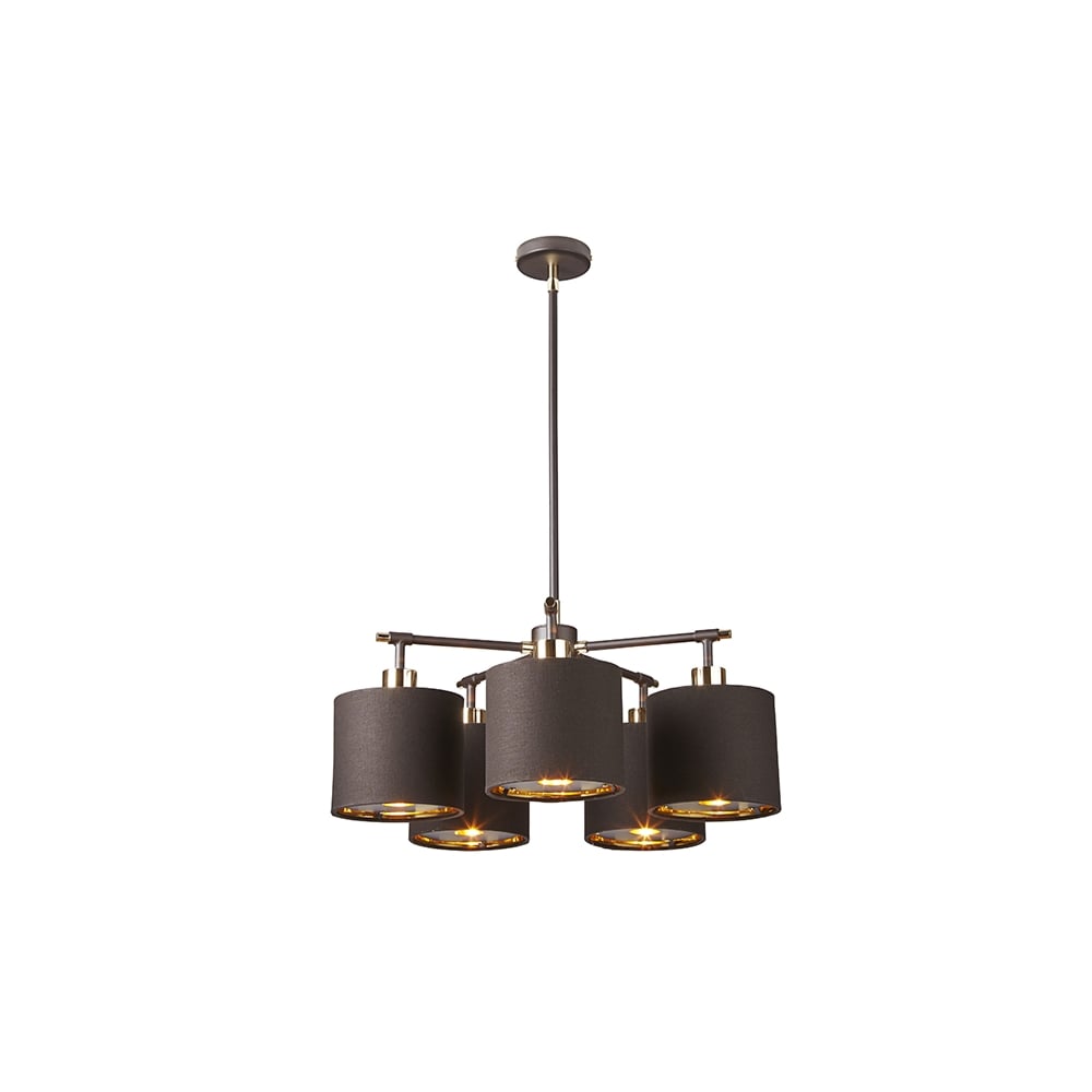 Balance 5 Light Ceiling Chandelier In Brown And Polished Brass Finish BALANCE5-BRPB
