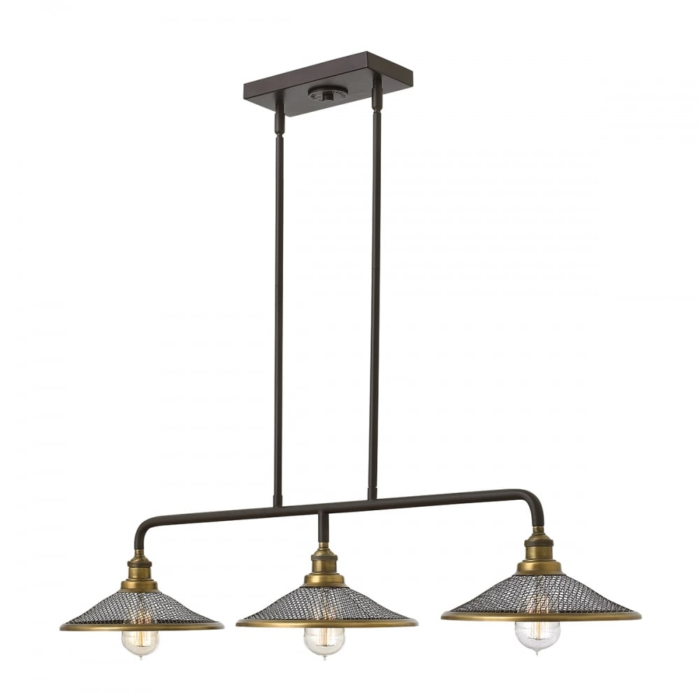 Rigby 3 Light Ceiling Isle Chandelier Light In Buckeye Bronze Finish HK/RIGBY/ISLE KZ