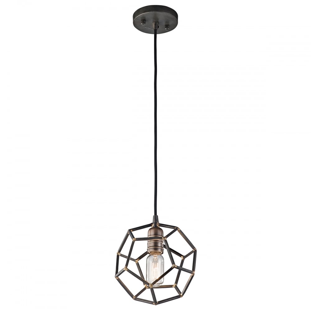 Rocklyn Industrial Mini Ceiling Pendant Light In Raw Steel Finish KL/ROCKLYN/MP RS
