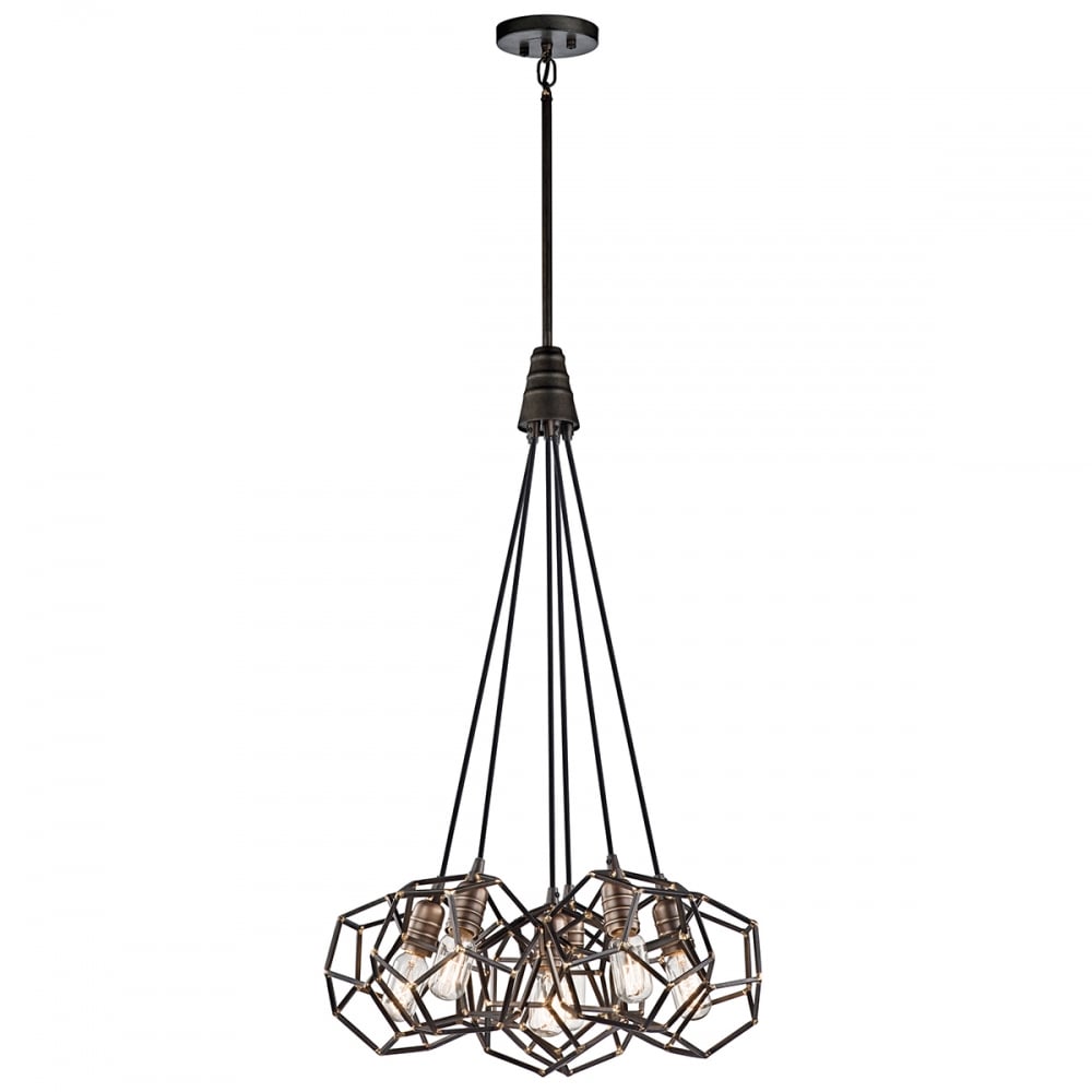 Rocklyn Industrial 6 Light Ceiling Pendant In Raw Steel Finish KL/ROCKLYN6 RS
