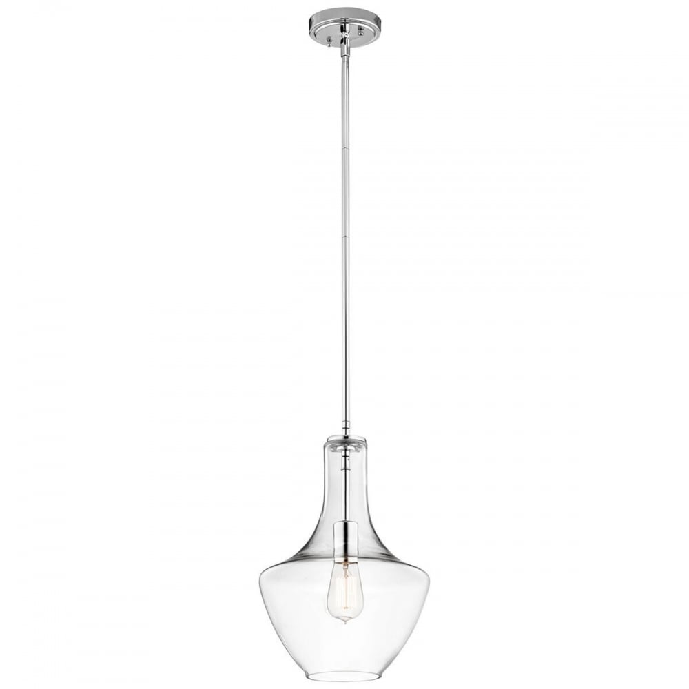 Everly Small Ceiling Pendant Light In Chrome Finish With Glass Shade KL/EVERLY/P/S CH