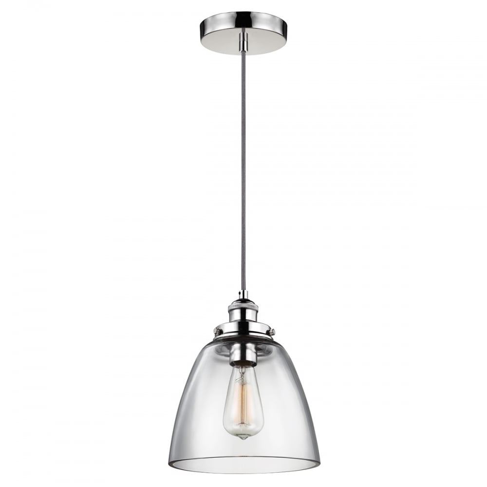 Baskin Small Ceiling Pendant Light In Polished Nickel Finish FE/BASKIN/P/B PN