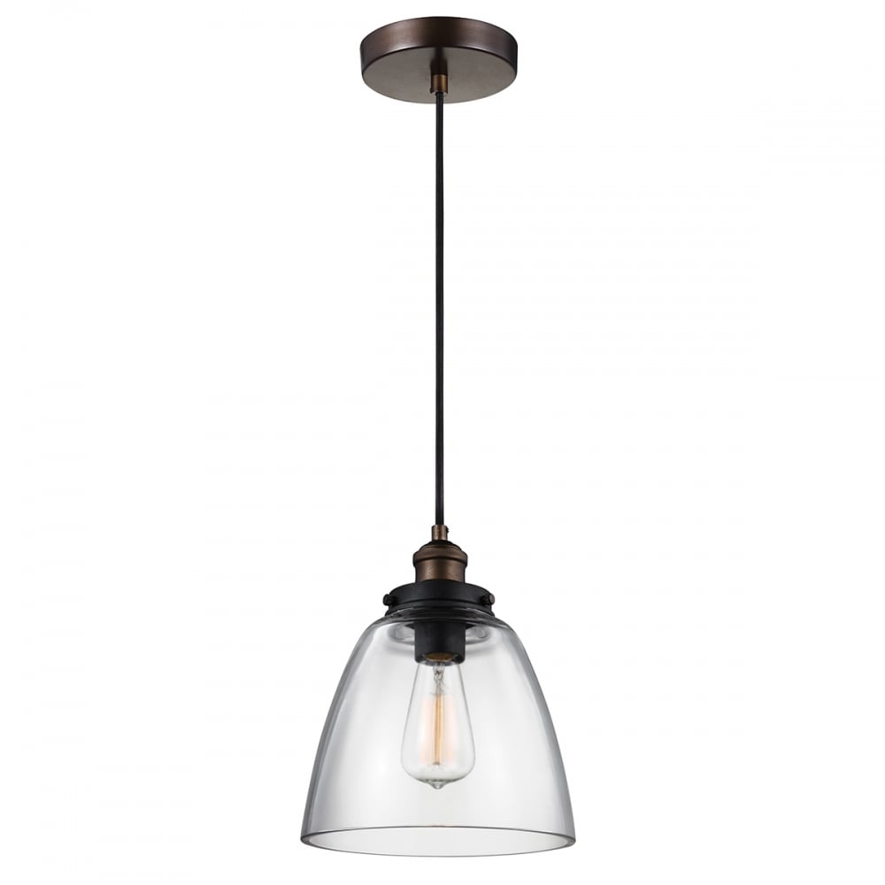 Baskin Small Ceiling Pendant Light In Aged Brass And Zinc Finish FE/BASKIN/P/B BR