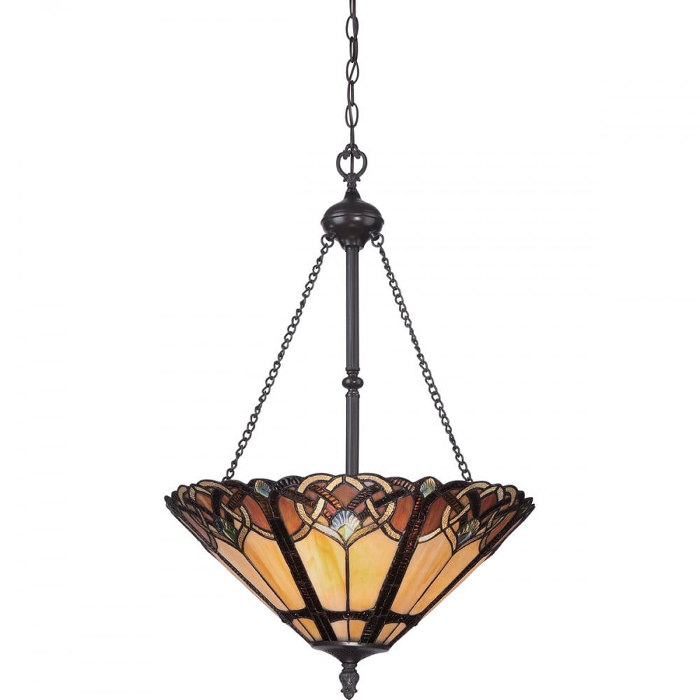 Cambridge Tiffany Ceiling Pendant Light In Vintage Bronze Finish QZ/CAMBRIDGE/P