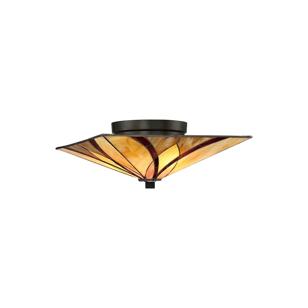 Asheville Tiffany Flush Ceiling Light In Valiant Bronze Finish QZ/ASHEVILLE/F