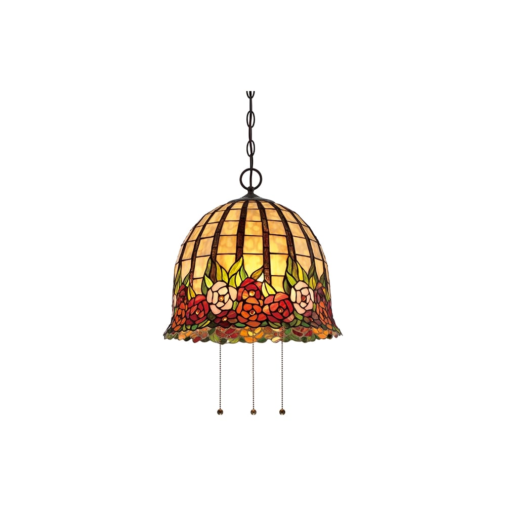 Rosecliffe Tiffany Ceiling Pendant Light In Imperial Bronze Finish QZ/ROSECLIFFE/P