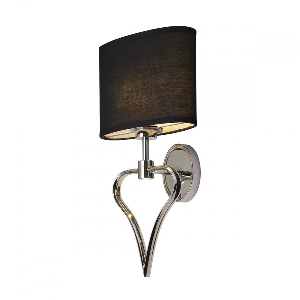 Falmouth Bathroom Wall Light In Polished Chrome With Black Shade BATH-FALMOUTH-PC