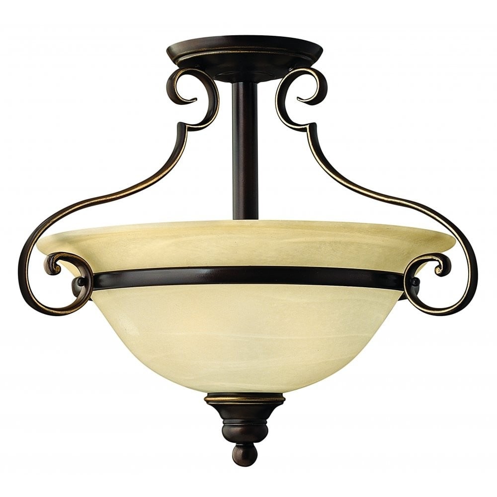 Cello Vintage Semi Flush Ceiling Light In Antique Bronze Finish HK/CELLO/SF