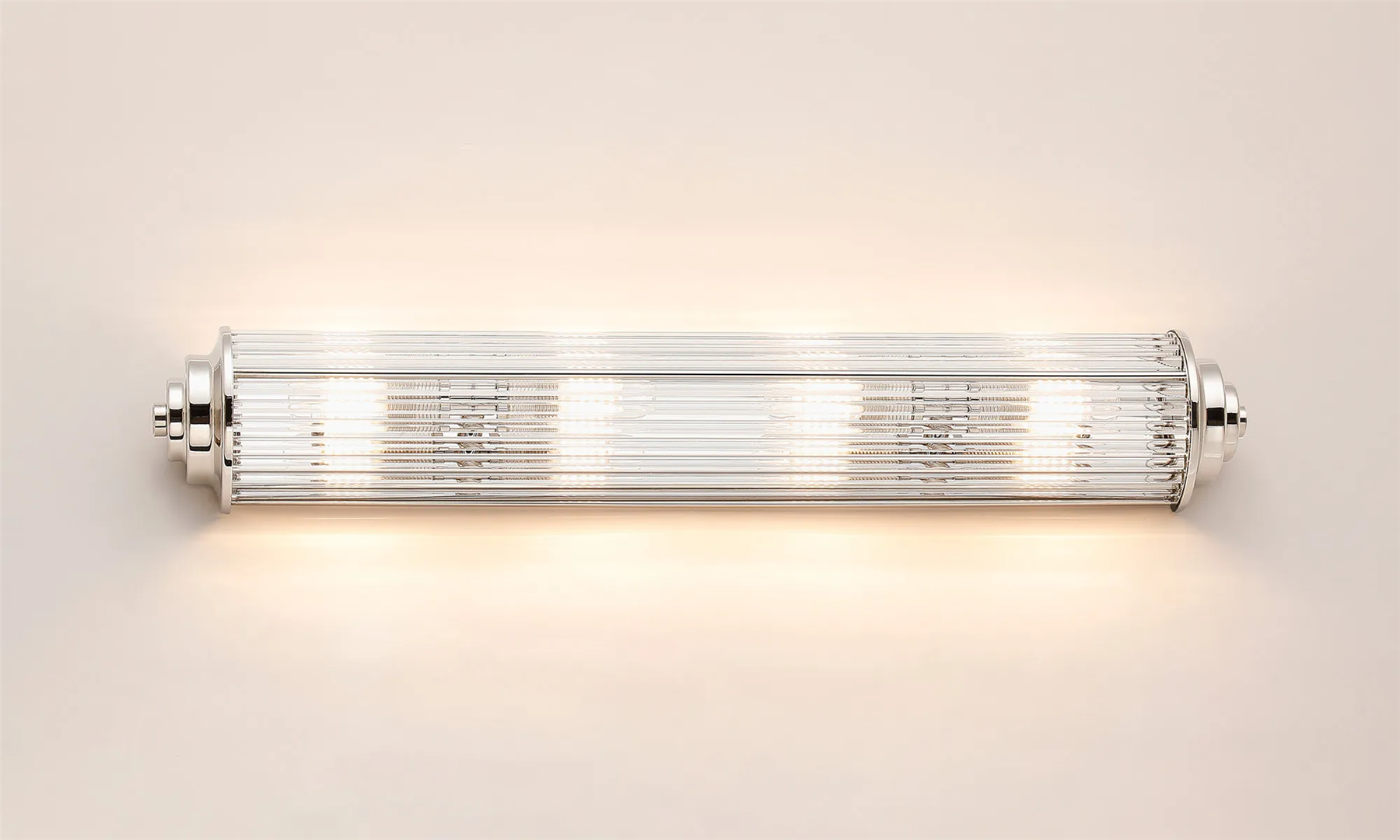 Pillar 4 Light Bathroom Wall Light In Polished Nickel And Clear Glass Rods IP44 G9