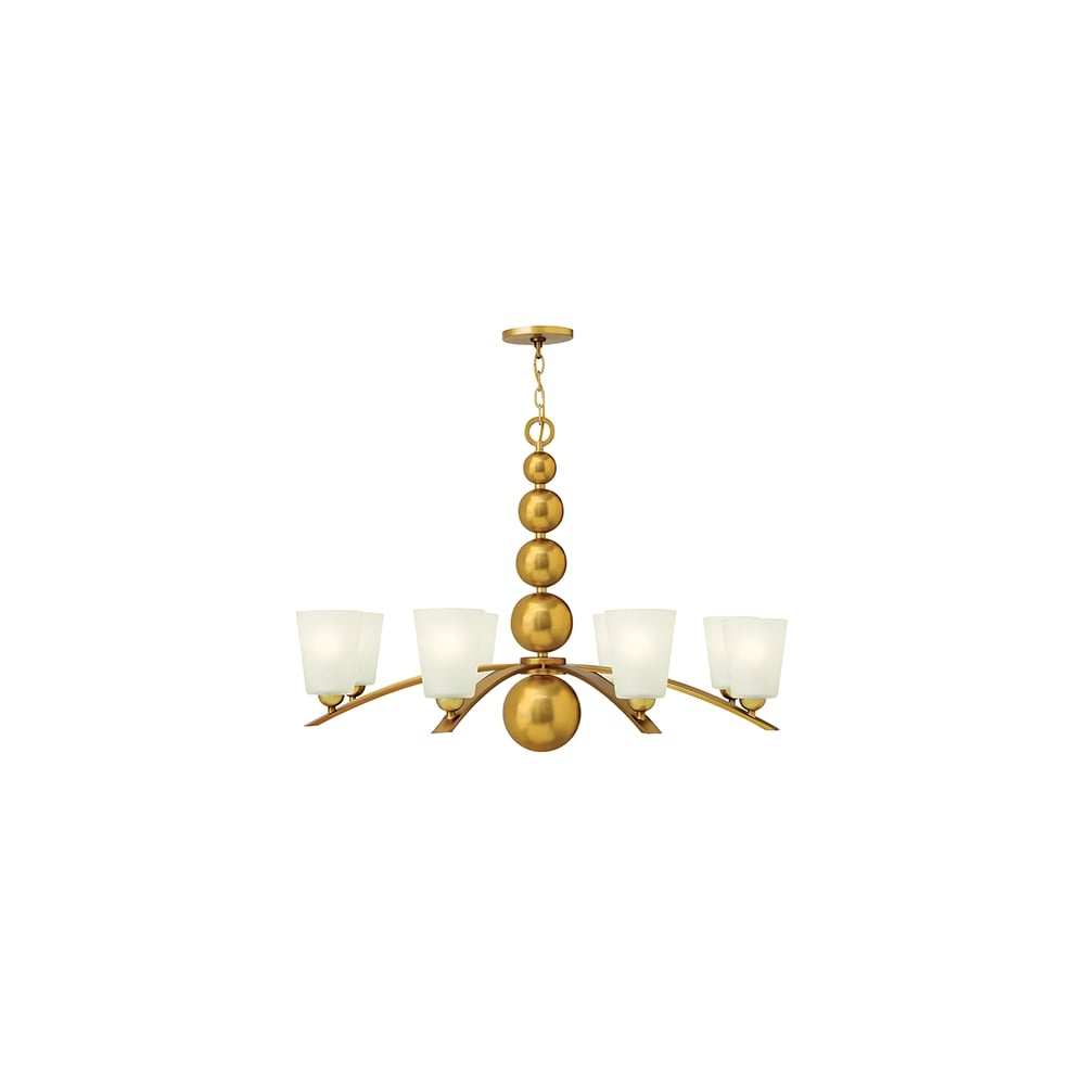 Zelda Vintage Etched Glass 8 Light Chandelier In Vintage Brass Finish HK/ZELDA8 VS